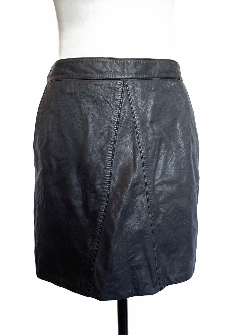 Bardot Black Leather Mini Skirt US 6 AU 10 Genuine Leather High Rise Zip Back